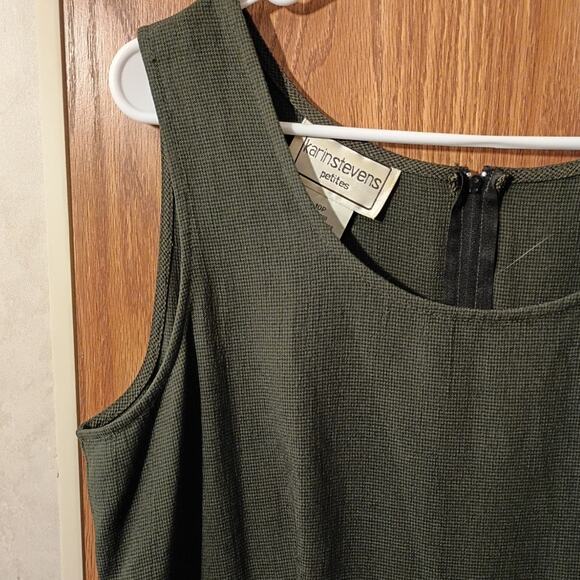 Vntg karin stevens petites green check dress midi maxi sheath career 10p y2k - Picture 3 of 7